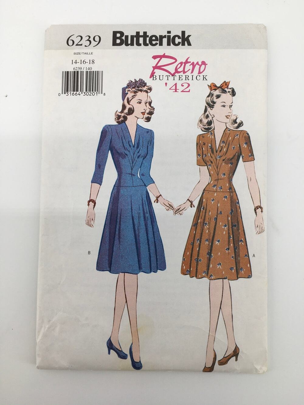 Butterick Sewing Pattern 6239 Retro 1942 WWII Era A Line Dress 14-18 UNCUT